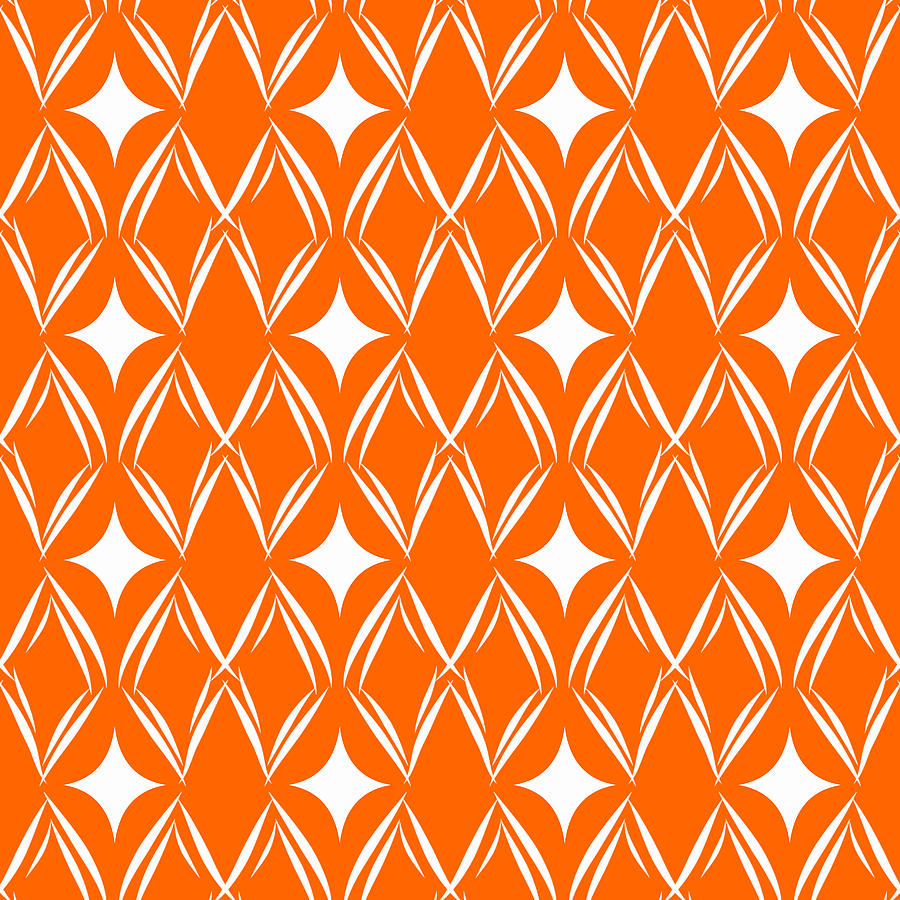 Orange And White Diamonds Mixed Media