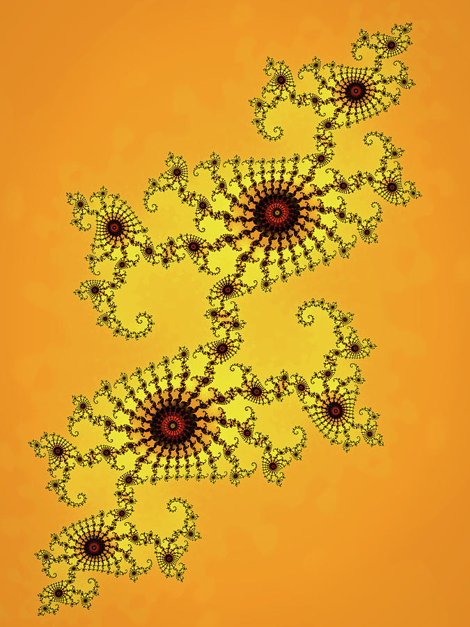 Orange and yellow Fractal Spirals Digital Art by Matthias Hauser