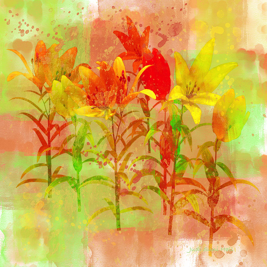 Orange and Yellow Lilies Digital Art by Judi Suni Hall