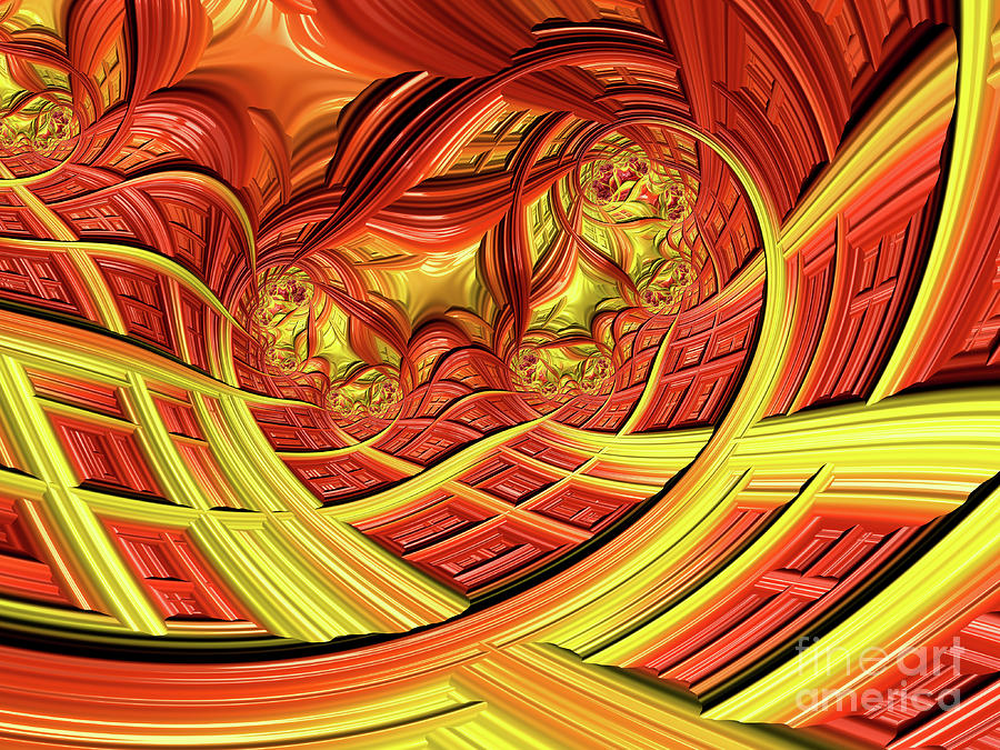 Abstract Digital Art - Orange Basket by Elisabeth Lucas
