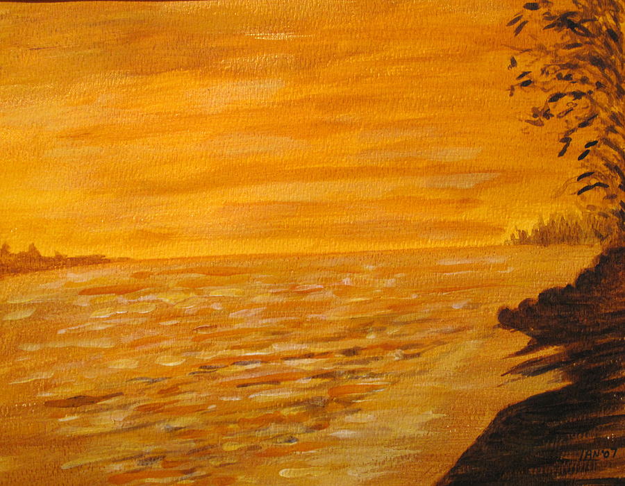Orange Beach Painting by Ian  MacDonald