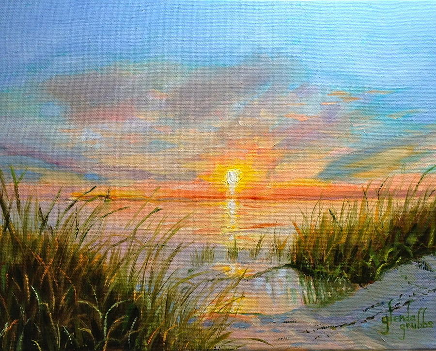 Orange Beach Sunset Painting by Glenda Grubbs