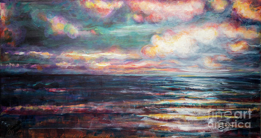 Orange Beach Twilight Painting by Francelle Theriot