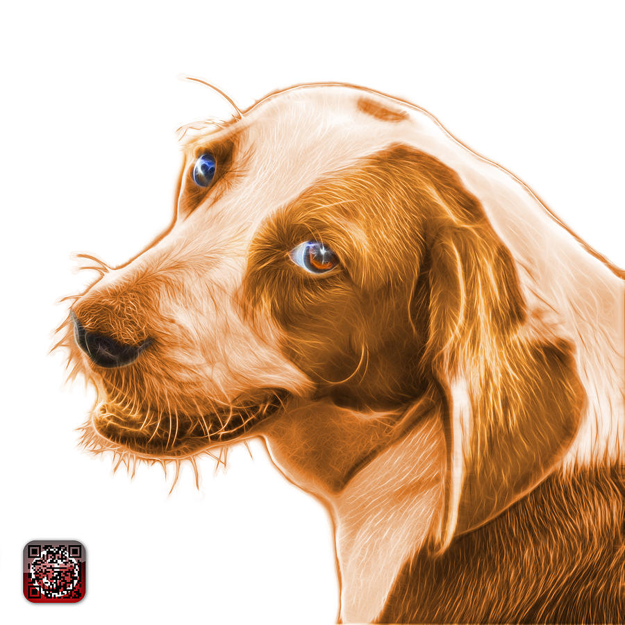 Beagle Painting - Orange Beagle dog Art- 6896 -WB by James Ahn