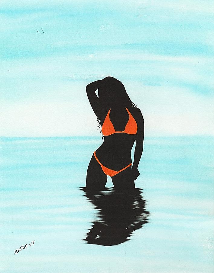 Orange Bikini Painting by Edwin Alverio