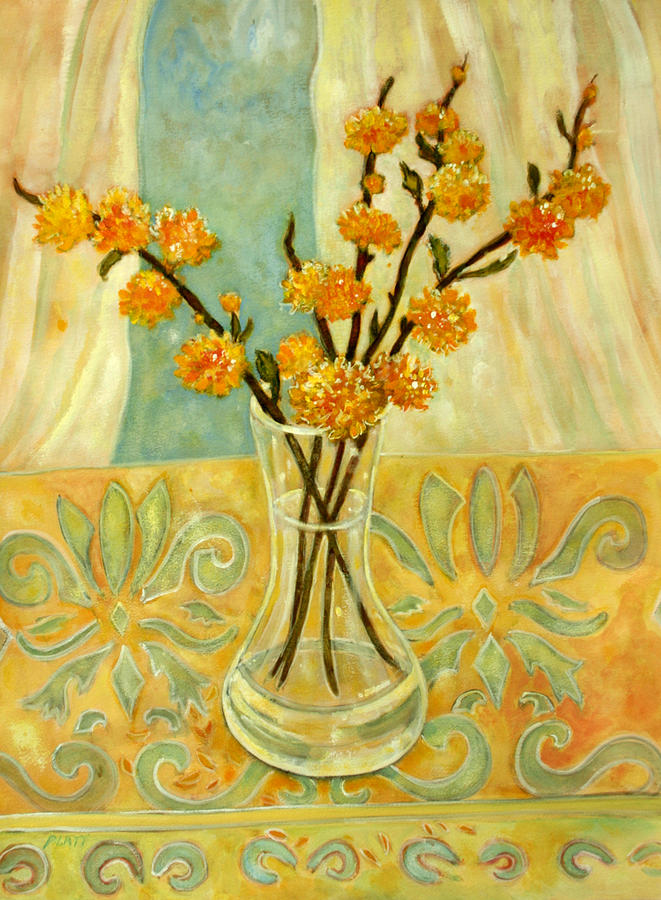 Orange Blossom On  A Lemon Cloth Painting by Lorraine Platt