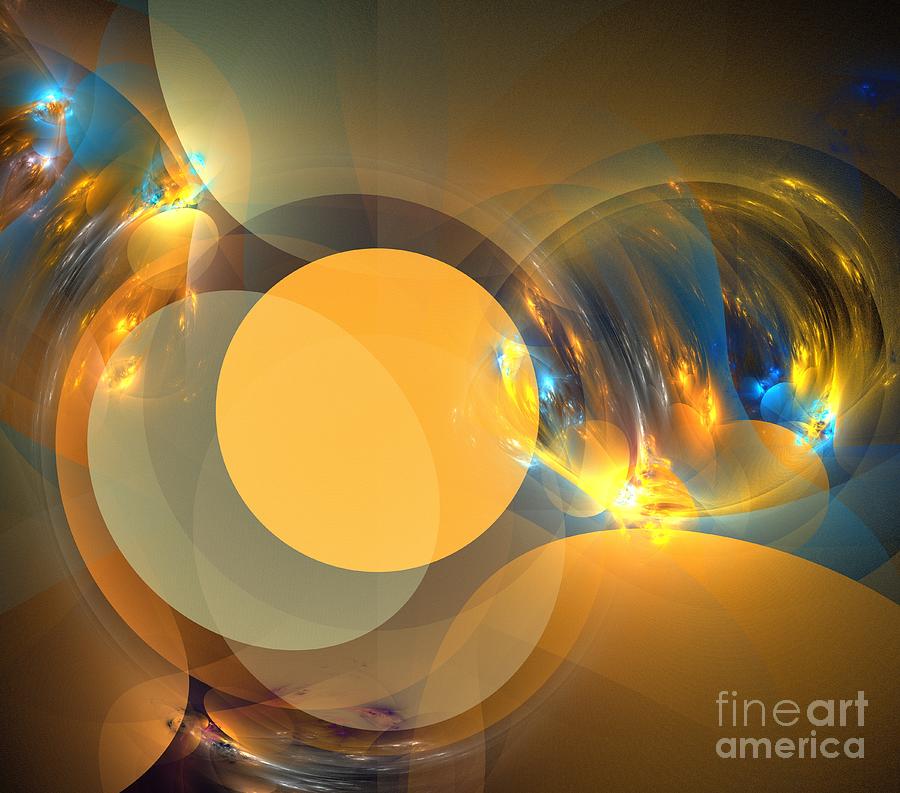 Abstract Digital Art - Orange Blue Pebbles by Kim Sy Ok