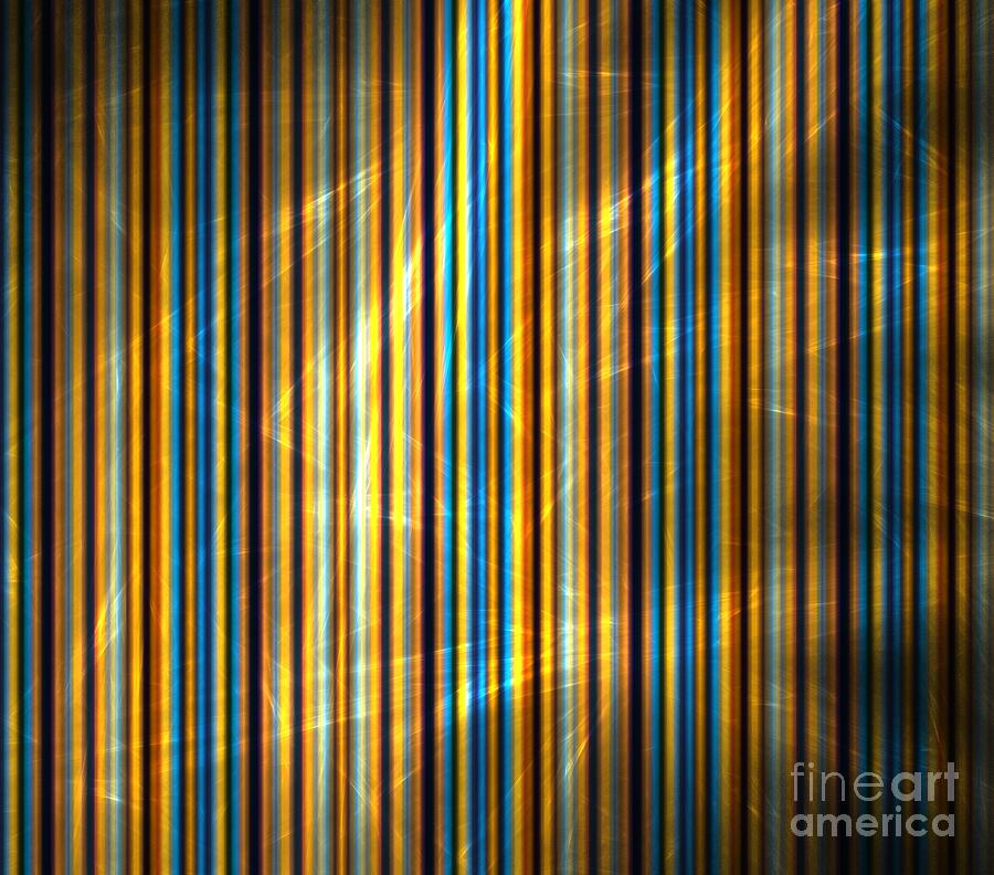 Abstract Digital Art - Orange Blue Stripes by Kim Sy Ok