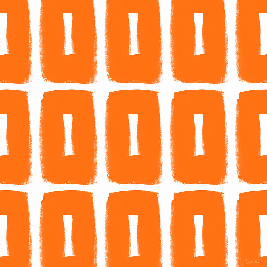 Pattern Mixed Media - Orange Boxes- Art by Linda Woods by Linda Woods