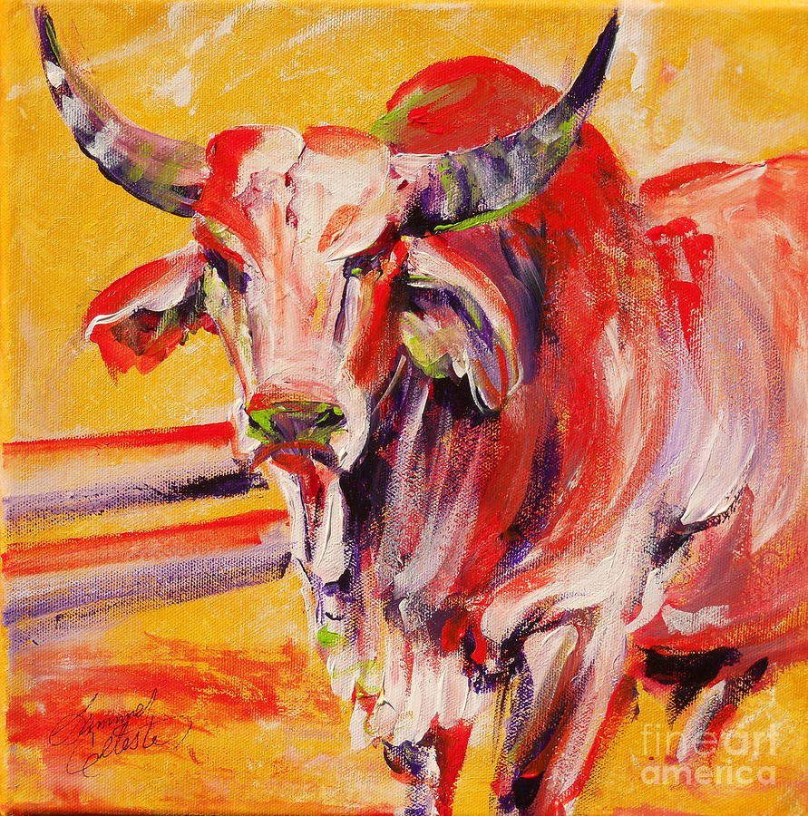 Orange Brahma Bull Painting by Summer Celeste - Fine Art America