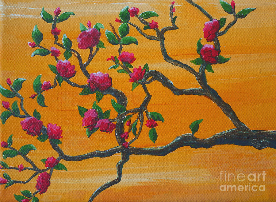 Orange Branch Painting by Julia Underwood