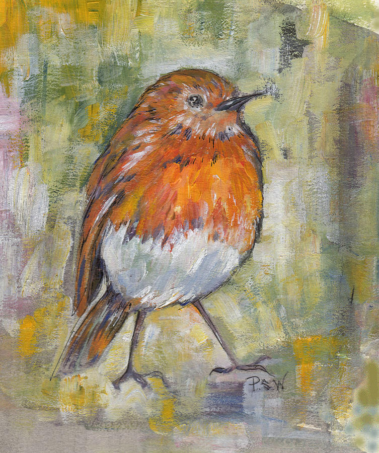 Orange Breasted Bird Painting by Peggy Wilson