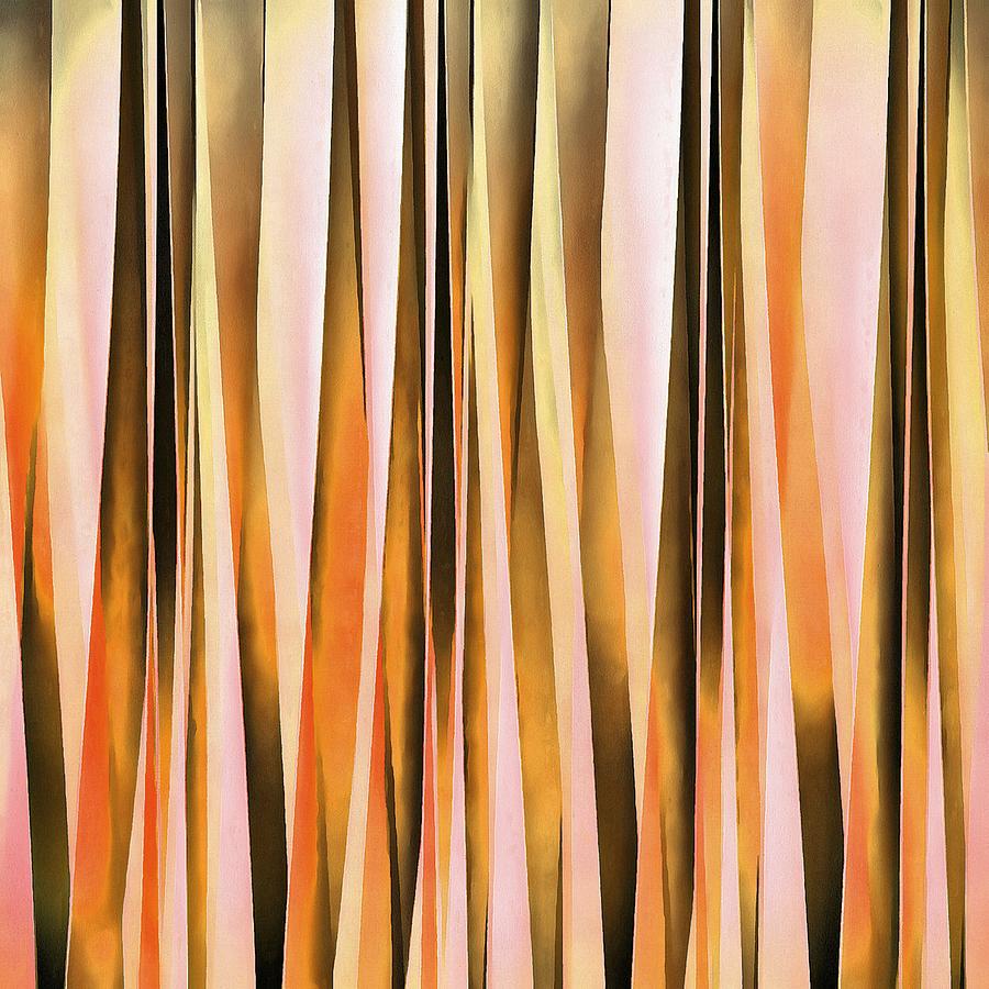 Orange Brown and Peach Autumn Stripy Lines Pattern Digital Art by Taiche Acrylic Art