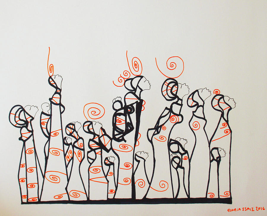 Orange Bus Stop Blues Drawing by Gloria Ssali