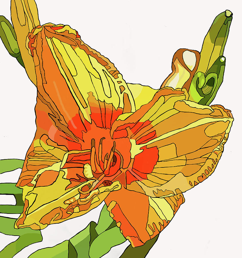 Orange Canna Lily Painting by Jamie Downs