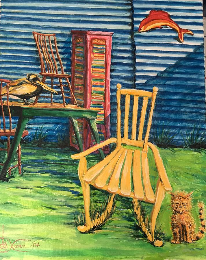 Orange Cat and Yellow Chair Painting by Xavier Maumus Fine Art America