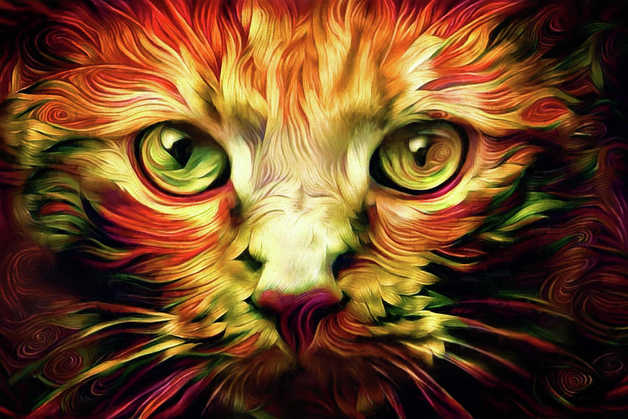 Orange Cat Art - Feed Me Digital Art by Peggy Collins