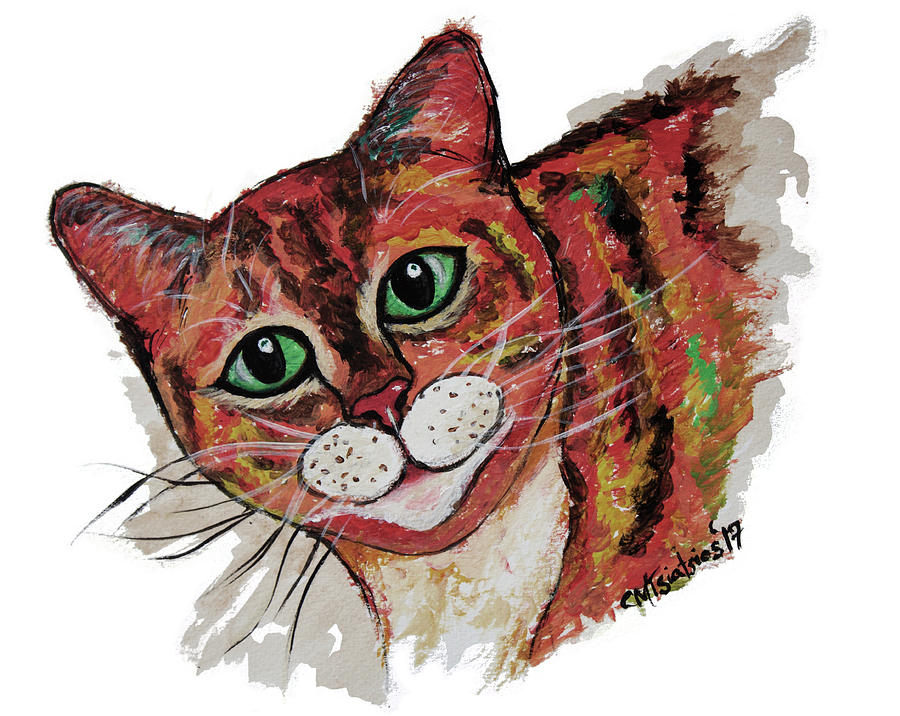 Orange Cat Painting by Carol Tsiatsios