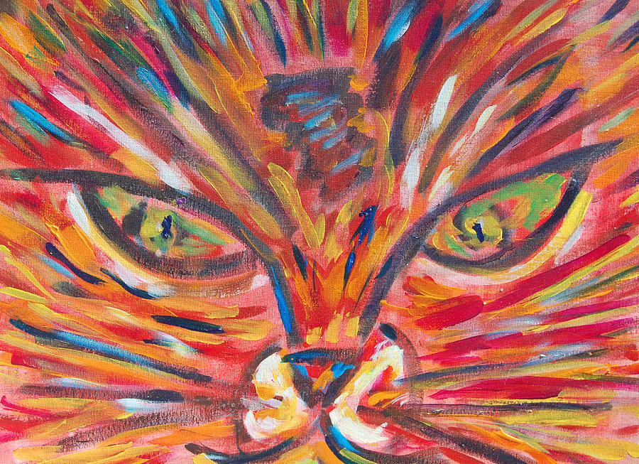 Orange Cat Painting by Carolyn Donnell