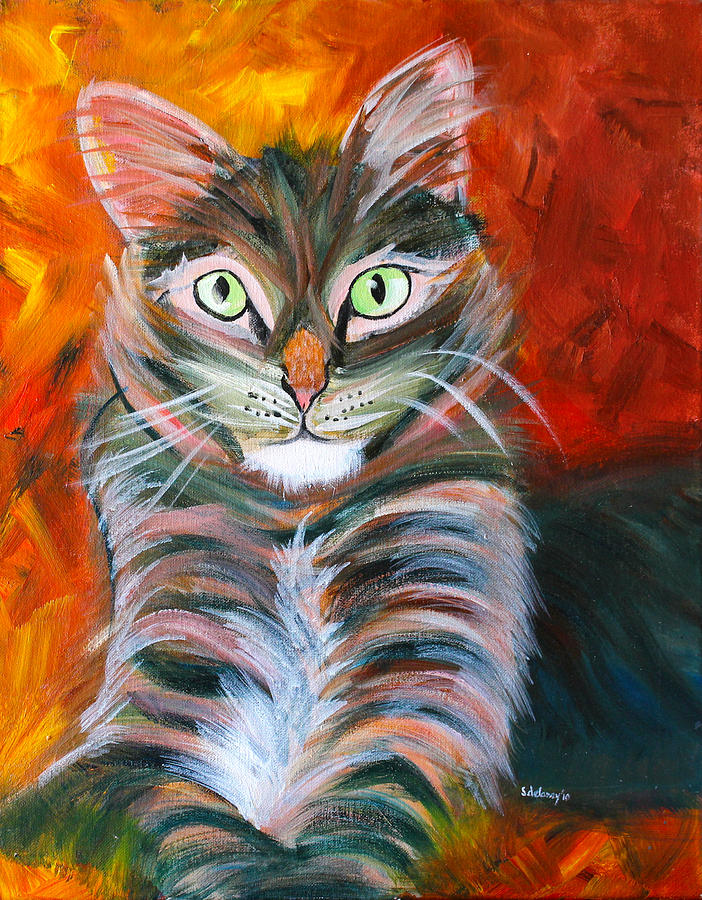 Orange Cat Painting by Sonya Delaney | Fine Art America