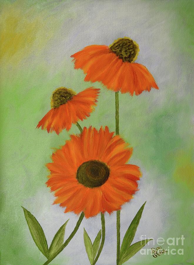 Orange Coneflowers Painting by Barrie Stark