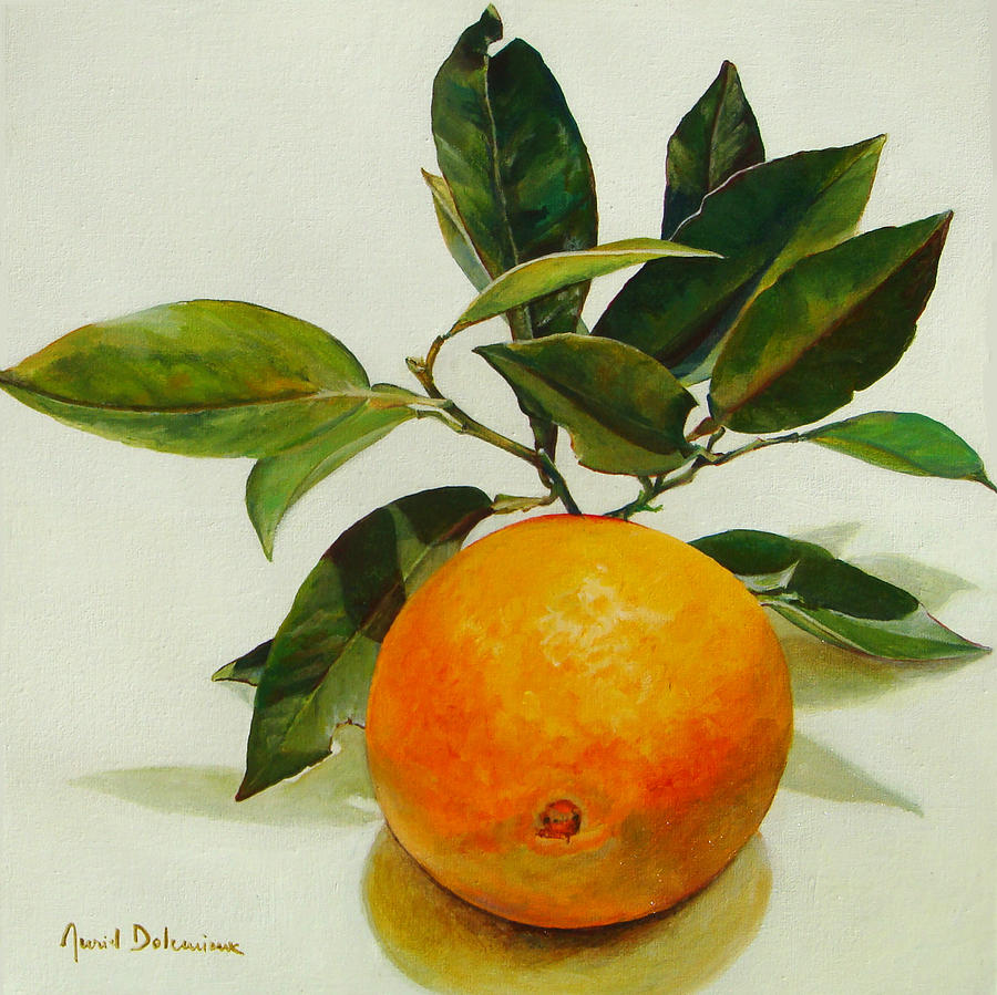 Orange cueillie Painting by Muriel Dolemieux