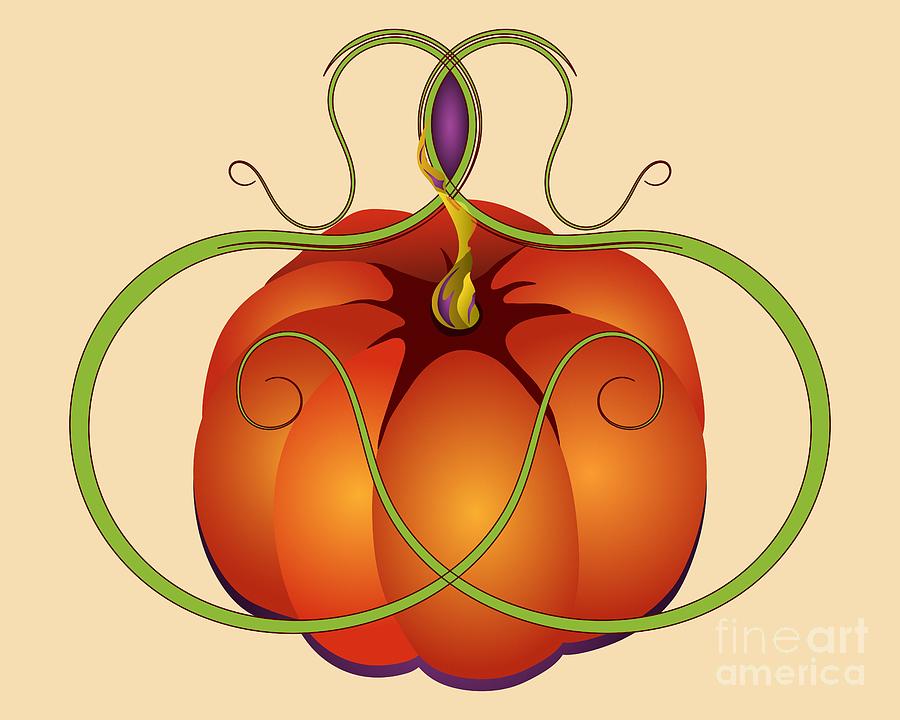 Orange Curvy Autumn Pumpkin Graphic Digital Art by MM Anderson