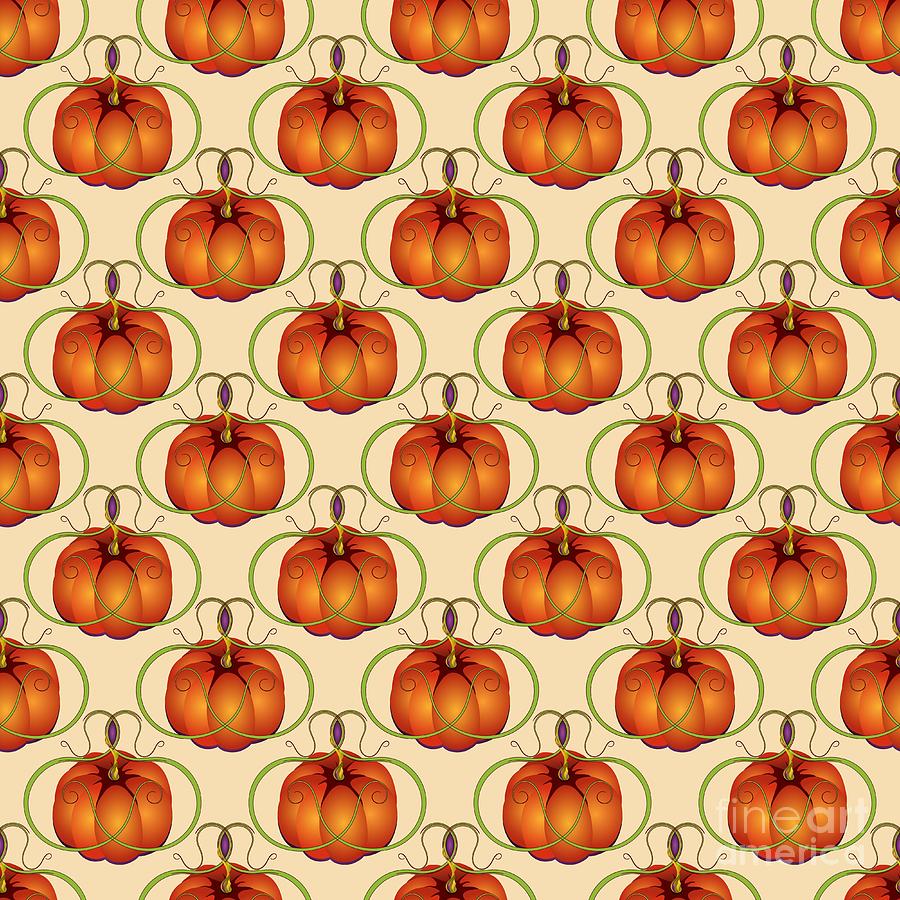 Orange Curvy Autumn Pumpkin Pattern Digital Art by MM Anderson