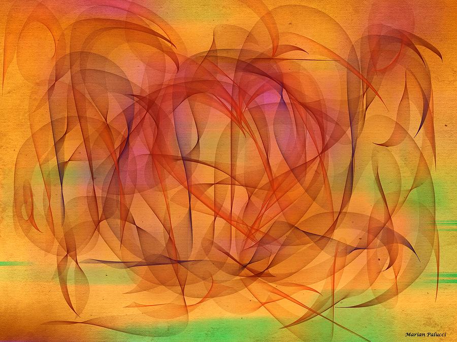 Abstract Mixed Media - Orange Cycle Days Abstract by Marian Lonzetta