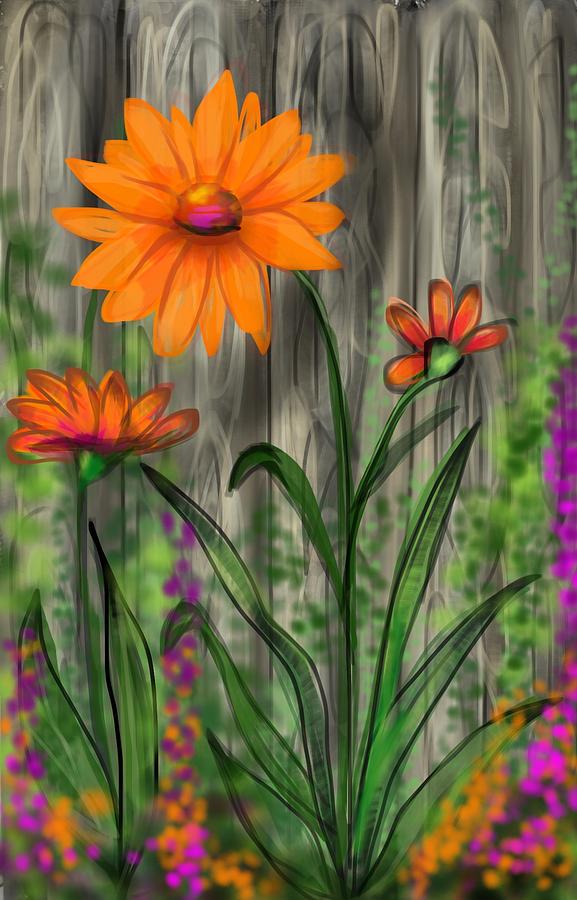 Orange daisy Painting by Kathleen Hromada