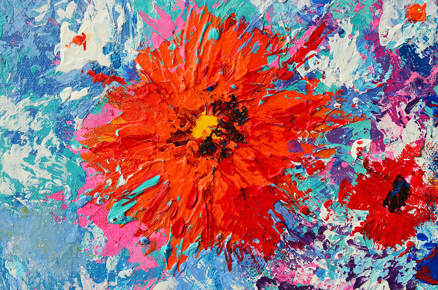 Orange Flower Daisy Modern floral impressionistic palette knife work Painting by Patricia Awapara
