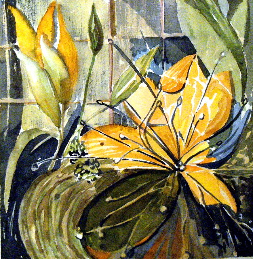 Orange Day Lily Drawing by Mindy Newman