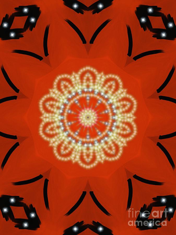 Orange Desert Flower Kaleidoscope Painting by Roxy Riou