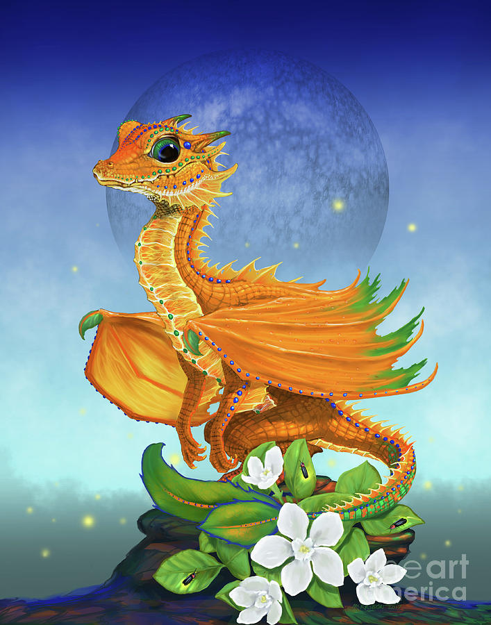 Dragon Digital Art - Orange Dragon by Stanley Morrison