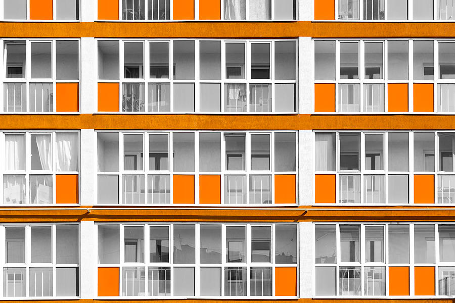 Orange Exterior Decoration Details Of Modern Flats Photograph
