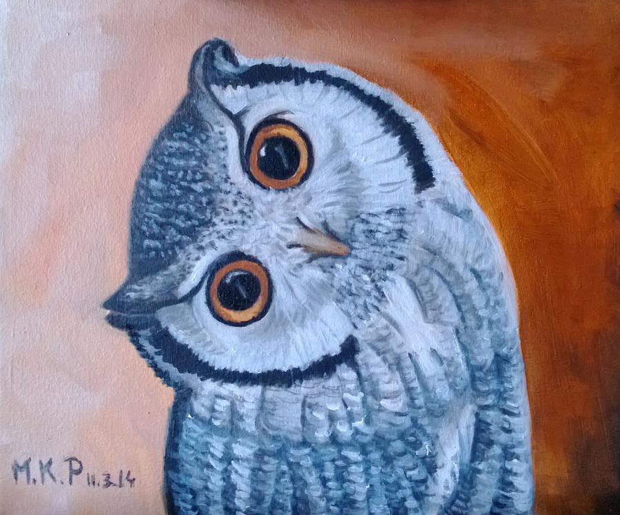 Orange Eyed Owl Painting by Marta Pawlowski