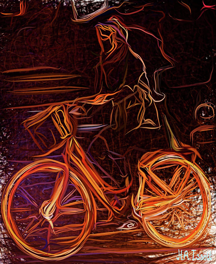 Orange Female City Biker Digital Art by Humphrey Isselt
