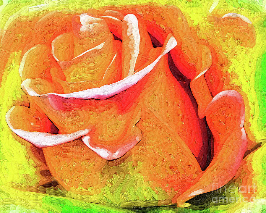 Orange Flame Rose Digital Art by Kirt Tisdale