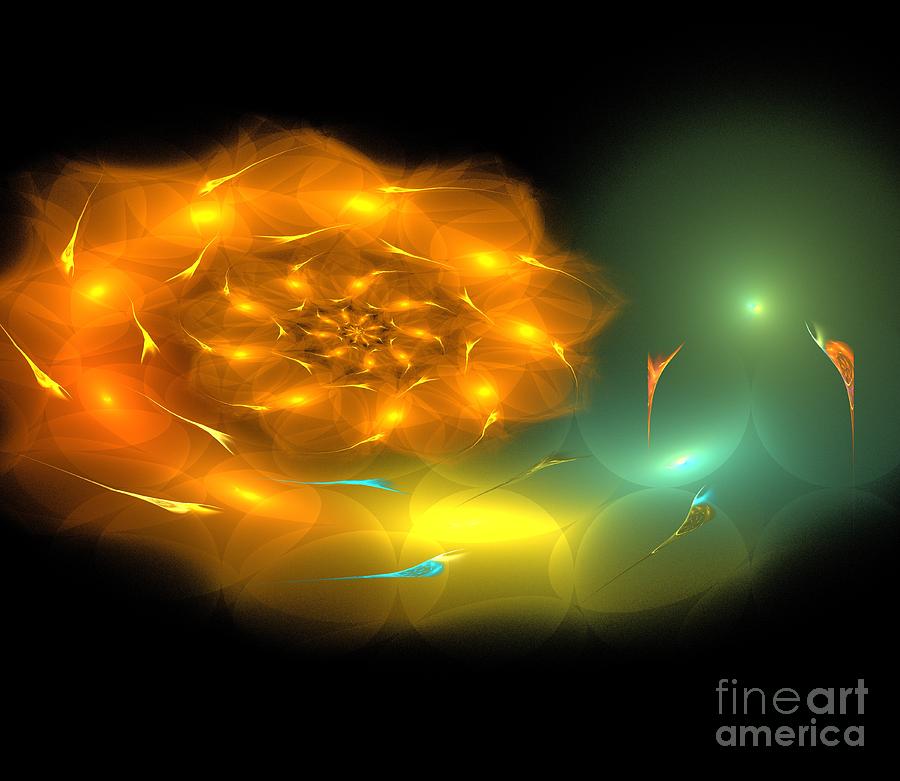 Abstract Digital Art - Orange Flare Spiral by Kim Sy Ok