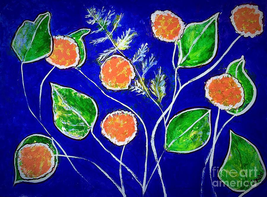 Royal Blue and Orange  Design Painting by Anne Sands