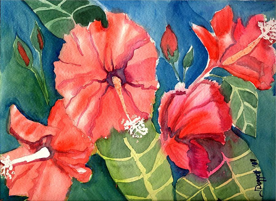 Orange floral Painting by Janet Doggett