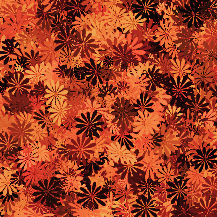 Orange Floral Pattern Digital Art by Aimee L Maher ALM GALLERY