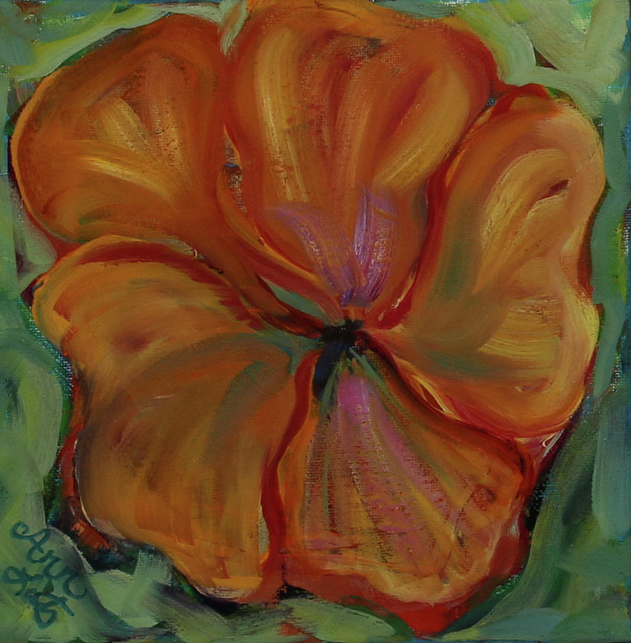 Orange Flower Painting by Ann Lutz
