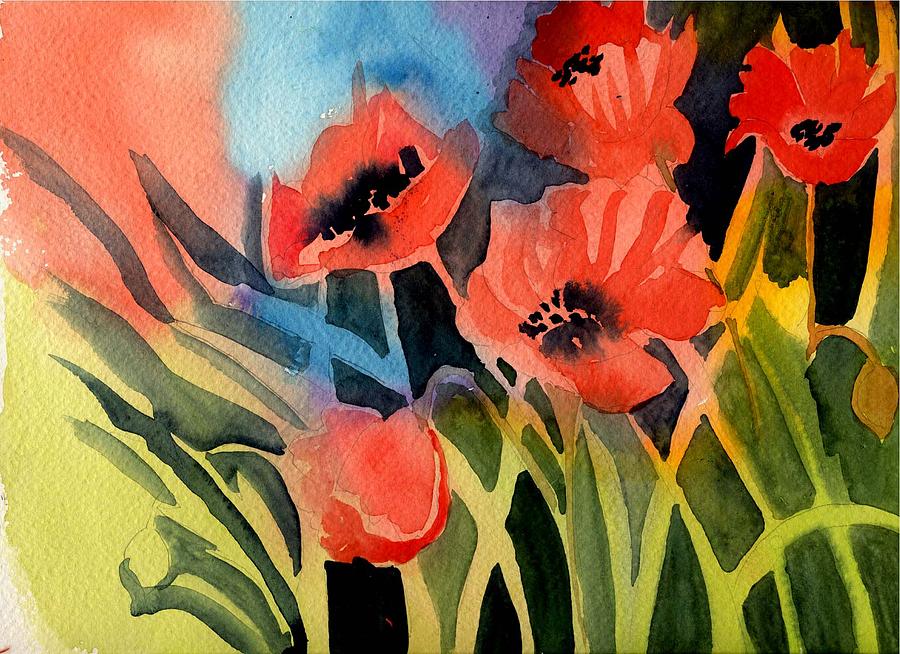 Orange Flowers At Dawn Painting by Janet Doggett