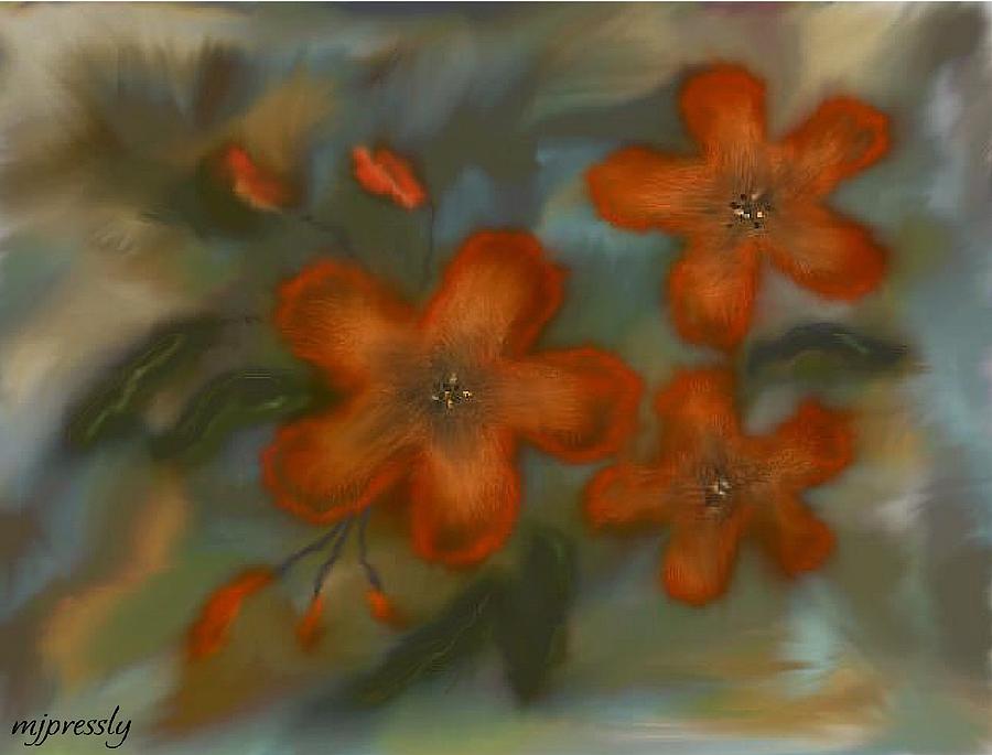 Flower Digital Art - Orange flowers by June Pressly