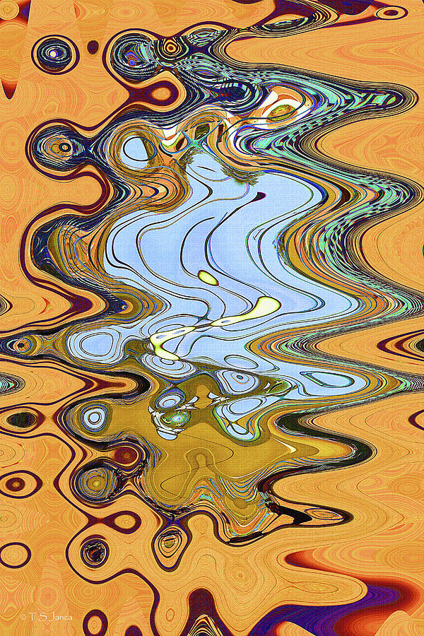  Orange Footbridge Tempe Town Lake Abstract Digital Art by Tom Janca