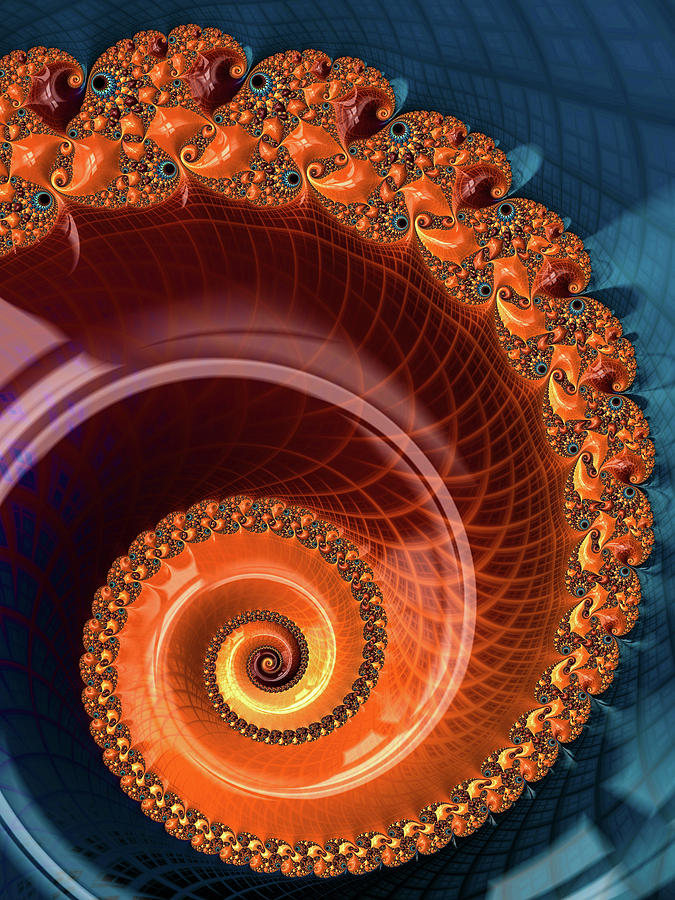 Orange Fractal Spiral Digital Art by Matthias Hauser
