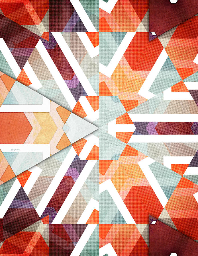 Orange Geometry of Three Digital Art by Phil Perkins