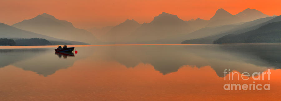 Orange Glow Over Lake McDonald Photograph by Adam Jewell
