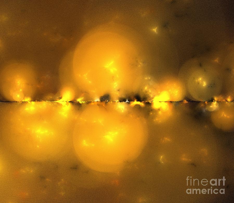 Abstract Digital Art - Orange Gold Horizon by Kim Sy Ok